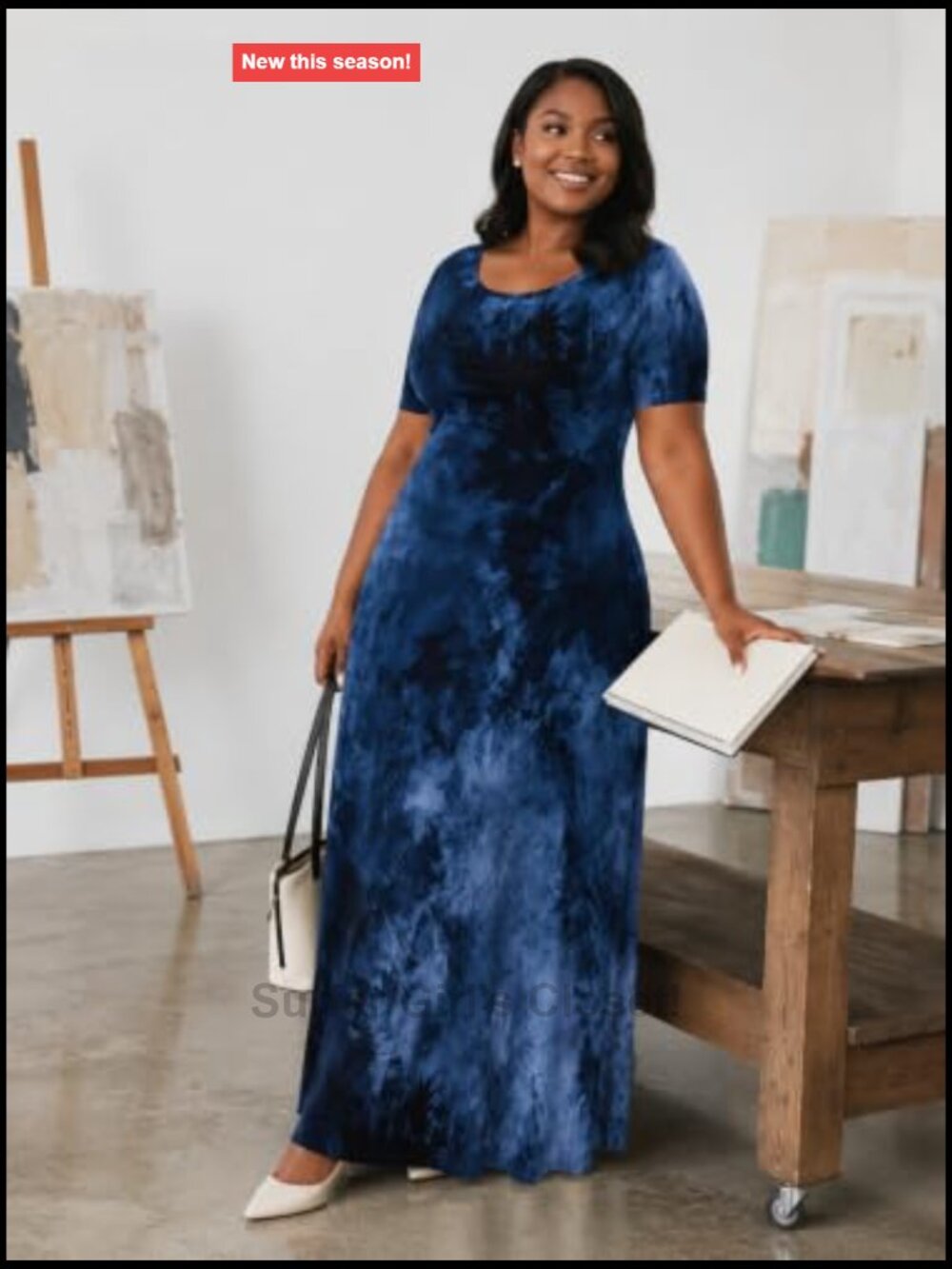 Plus Size Maxi Dress with Pockets Short Sleeve Crew Neck Casual Floral - Picture 4 of 7